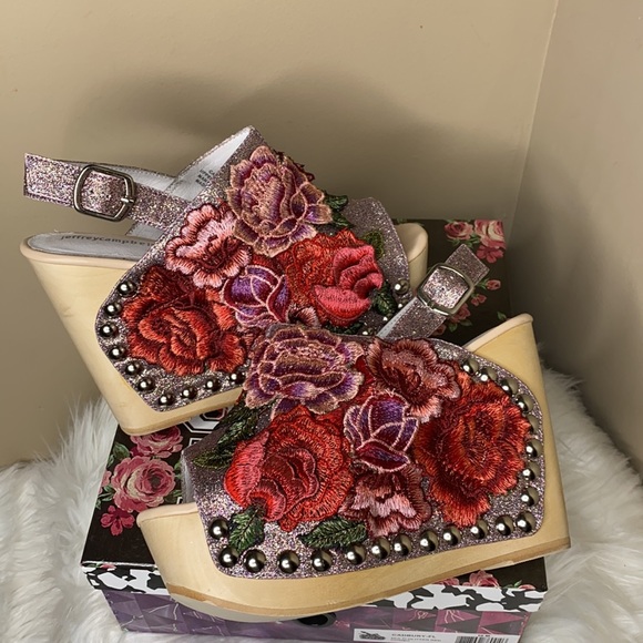 Jeffrey Campbell Cadbury Glitter Red Floral Sandal - Picture 11 of 11